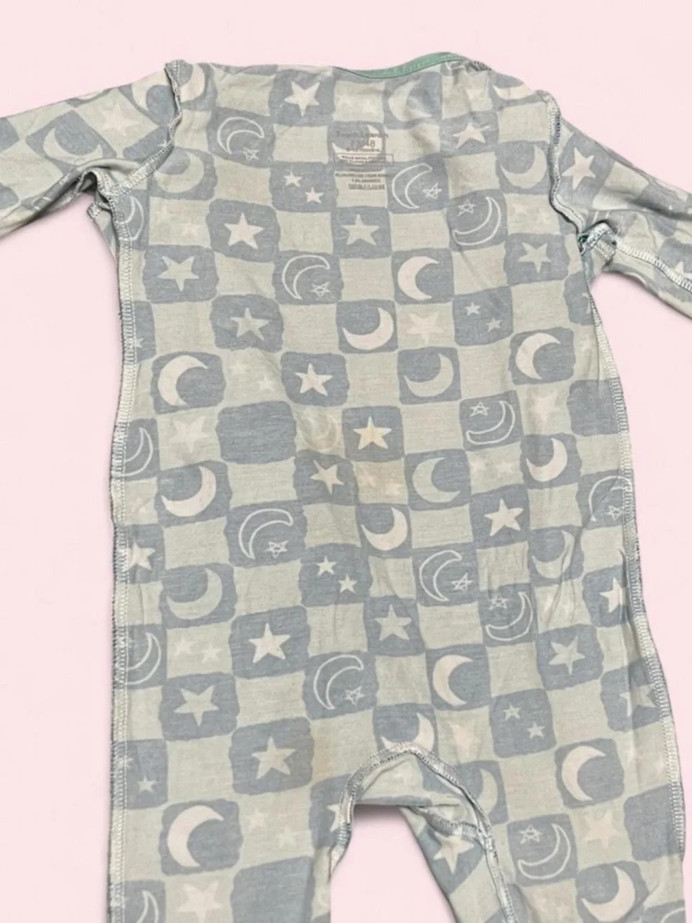 Teach Leanbh Bamboo Baby Sleeper 6-12M Teal Star Moon Zip Romper Footed Pajamas - Picture 5 of 8